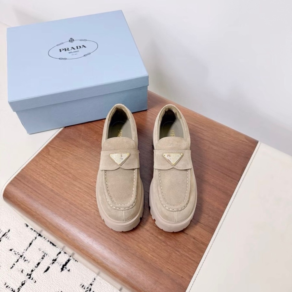 Prada Women's Tan Suede Loafers